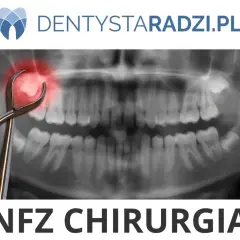 Rentgen zęba z kleszczami i czerwoną plamą bólu. Dowiedz się, ile kosztuje wyrwanie zęba w NFZ Chirurgia.