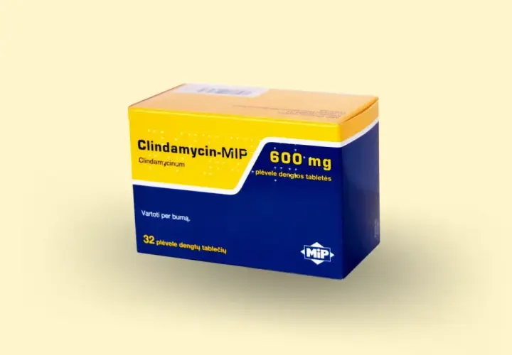 Opakowanie Clindamycin-MIP 600 mg, 32 tabletki. W przypadku bólu zęba, dawkowanie należy skonsultować z lekarzem.