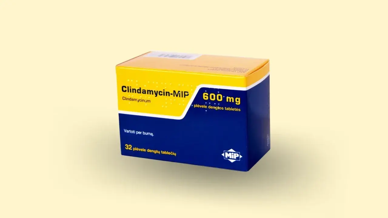 Opakowanie Clindamycin-MIP 600 mg, 32 tabletki. W przypadku bólu zęba, dawkowanie należy skonsultować z lekarzem.