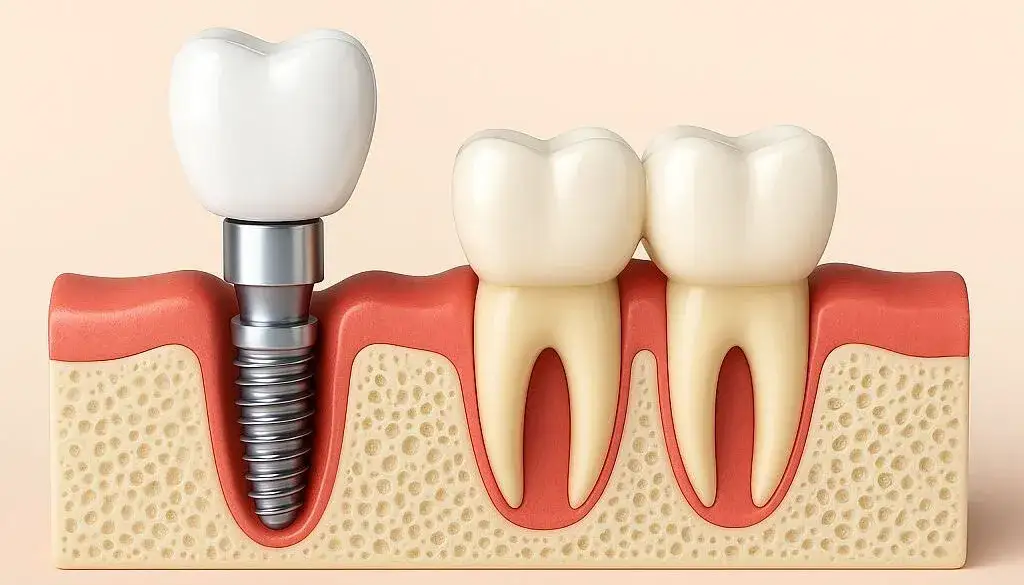 Tabela por&oacute;wnanie mostek a implant