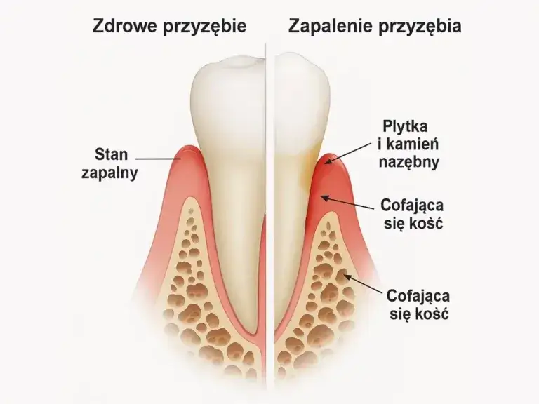 różne przyczyny bólu dziąseł infografika